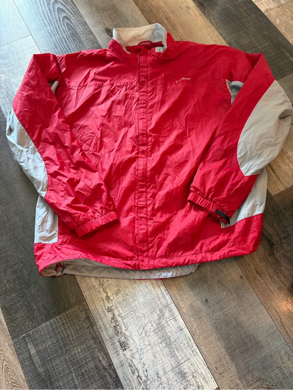 L.L.Bean XXL Tall Red Colorblock Windbreaker Rain Jacket